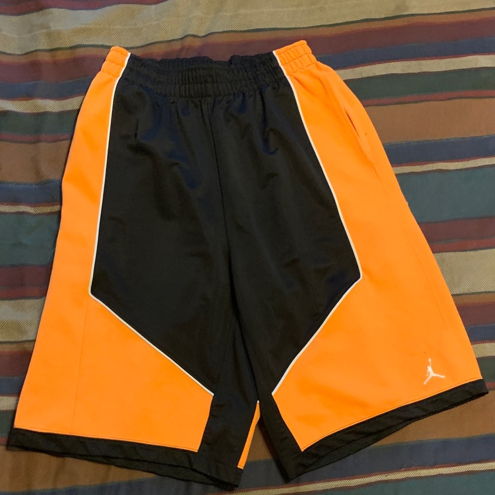 Jordan Black and Orange Basketball Athletic Shorts